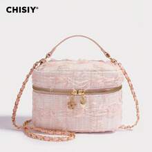 CHISIY 手工迷彩军绿色抽绳水桶包，链条单肩斜挎包，野性女孩手提包，拉链封口多功能单肩包，适合性感女神，可用于购物、派对、朋友聚会、校园活动、送礼等各种场合。 - 淺粉色 - 查看 11