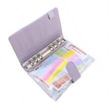 A6 Colorful Budget Binder, 6-Ring, 8 Zipper Envelopes, 2 Stickers, All-In-One Notebook Wallet, Cash Management Storage Organizer - A - View 3