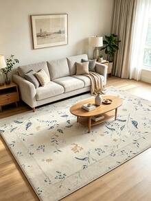 1pc Beige Floral Living Room Rug, Suitable For Kitchen, Dining Room, Bedroom, Room Holiday Decor, Indoor/Outdoor, Office, Lobby, Anti-Slip Doormat, Bathroom Rug, Hallway, Study Gaming Area Rug - Beige - View 6