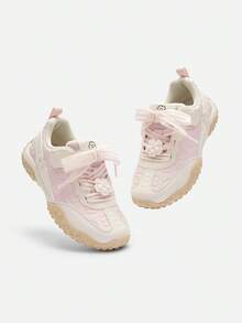 Balabala Sepatu Lari Gaya Balet untuk Anak Perempuan, Detail Renda, Sepatu Sneaker Latihan Ringan dan Bernapas, Gaya Manis - putih merah - View 5