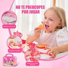 25pcs Girls Tea Party Set, Realistic Kitchen Toy With Desserts And Snacks, Plastic Teacups And Tableware Toy Set, With Portable Storage Box, Holiday Gift For 2+ Years Old Toddlers - Multicolor - View 11