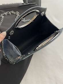 BAILEE Túi cầm tay dự tiệc nữ phong cách avant-garde thời thượng với tay cầm tròn và dây xích kim loại, phù hợp cho trang phục buổi tối, lựa chọn quà tặng hoàn hảo - Nhiều màu - Xem 12