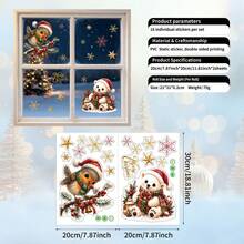 2pcs Christmas Window Stickers, With Christmas Bear And Bird Pattern, Static Glass Decals, For Christmas Scene Decoration, Suitable For Removable Window And Glass Decor - 1PC - View 2