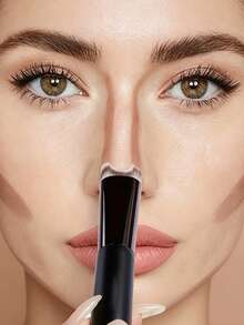 1PC U-Shaped Nose Contour Makeup Brush - Dual-Head Design, Combines Eyeshadow And Nose Shadow Functions, Ergonomic U-Shaped Handle, Soft Bristles, Precisely Defines Nose Contour - Multicolor - View 2