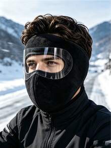 1pc Winter Warm Fleece Full Face Mask With Detachable Transparent Windproof Goggles, Cold-Proof Unisex Outdoor Skiing, Motorcycle Riding, Snowboarding Windproof Full Coverage Face Mask - Thermal Face Mask - View 10