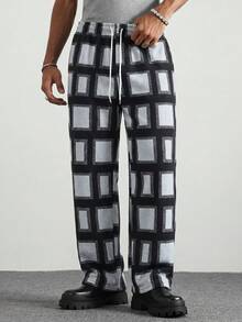 MAISONFOX Men's Plaid All-Over Print Casual Straight Leg Sports Long Pants - Multicolor - View 3