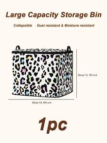 1pc Foldable Leopard Print Heart Pattern Storage Box, Large Capacity Zipper Storage Bag With Handle, Dust-Proof & Moisture-Proof Space-Saving, Suitable For Wardrobe, Bedding, Blankets, Toys And Seasonal Clothing,Bedroom Room Decor,Back To School - Multicolor - View 20
