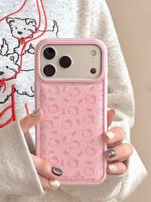 SANRIO Girl Pink Cute Line Hello Kitty Bow Phone Case - Compatible With Apple 17/17Air/17Pro/17Promax, 16/16Plus/16Pro/16Promax, 15/15Plus/15Pro/15Promax, 14/14Plus/14Pro/14Promax, 13/13Pro/13Promax, 12/12Pro/12Promax, 11/11Pro Max, Dust-Proof, Popular Hot-Selling Puffy Shockproof Protective Cover - Pink - View 5