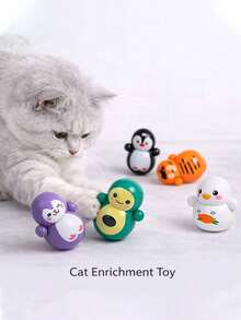 Durable Plastic Cat Rolling Ball Toy, Battery-Free Interactive Cat Toy, Suitable For Multiple Cats Entertainment, Provides Excellent Play Experience, Daily Self-Entertainment Toy For Cats - Multicolor - View 5