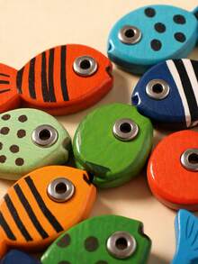 Wooden Magnetic Fishing Game Toy Set With Portable Storage Box, Hand-Eye Coordination Training Toy, Fishing Puzzle Game For Preschool Children - Multicolor - View 2