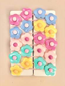 12/24/36/48pcs Random Fresh Macaron Colorblock Floral Hair Scrunchies, Cute Versatile Hair Accessories For Girls - Multicolor - View 3