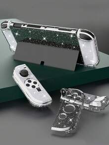Detachable Dockable Hard Shell Switch OLED Starry Glitter Crystal PC Anti-Drop Console Case, Compatible With Switch OLED Glitter Transparent Protective Shell - View 4