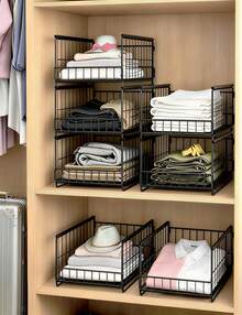 3-teiliger stapelbarer Kleiderschrank-Organizer, Schubladen-Organizer, Schubladen-Organisationssystem, faltbarer Schrank für Zuhause und Küche, Weiß MZWS - Schwarz - Übersicht 2
