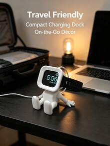 1pc Watch Charging Dock, Robot Charging Stand, Smart Watch Holder, Creative Minimalist, Space-Saving, Suitable For Bedroom, Living Room, Office, Study, Home Decor Essential, Wedding Season Graduation Season Back To School Season Gift, Desktop Bedside Table Stand Base, Decorative Ornament, Watch Charging Tray, Dorm Storage - Multicolor - View 3