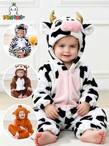 1Pc Baby Cartoon Animal Pattern Flannel Comfortable And Cute Autumn And Winter Products,Suitable For Everyday Use - Multicolor - View 1