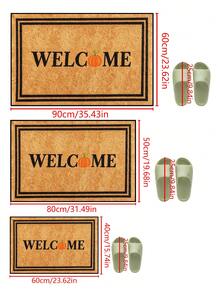 1pc, Autumn Minimalist Pumpkin Welcome Black Frame Pattern Doormat, Seasonal Style Machine Washable Polyester Fiber Mat, Suitable For Indoor, Outdoor, Daily Decoration, All Season Use - Yellow - View 4
