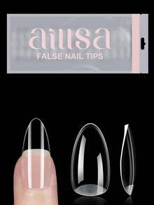 AILLSA Almond Shaped Clear Acrylic False Nails 112/224/336pcs, 14 Sizes Upgraded Matte Soft Glue Full Coverage Nail Tips, Pre-Formed Clear Acrylic False Nails, Suitable For Summer Home DIY Or Gift - View 1