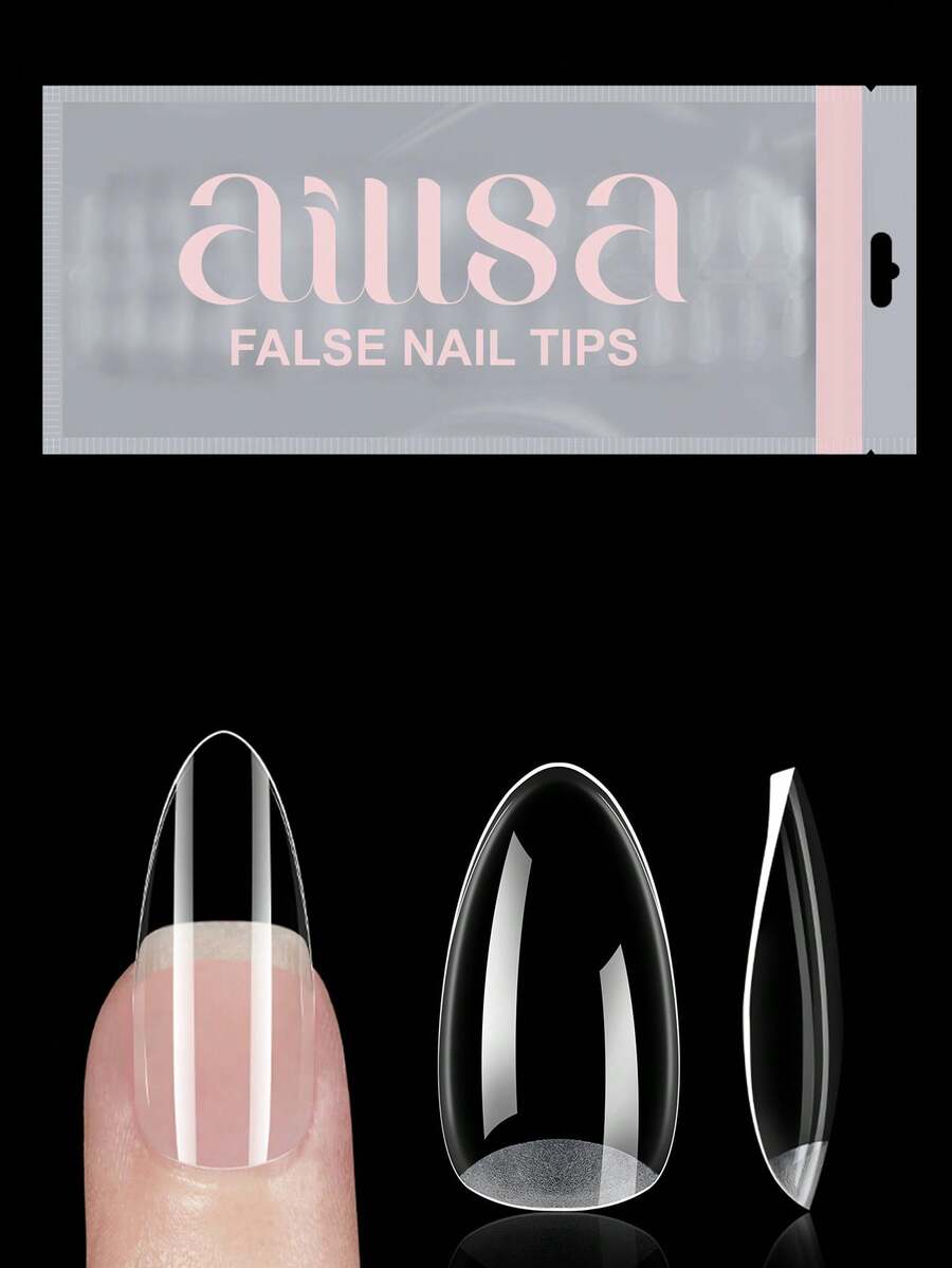 AILLSA Almond Shaped Clear Acrylic False Nails 112/224/336pcs, 14 Sizes Upgraded Matte Soft Glue Full Coverage Nail Tips, Pre-Formed Clear Acrylic False Nails, Suitable For Summer Home DIY Or Gift - View 1