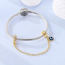 1pc S925 Sterling Silver Bracelet Safety Chain, Original Heart Lock, Butterfly, Evil Eye Multiple Rhinestone Designs, Thin Chain Anti-Drop Protection For Beaded Bracelets, Gold And Silver Dual Colors Optional, Versatile Accessory, Suitable For Handmade DIY Bracelet Making, Exquisite And Durable For Daily Wear - Multicolor - View 10