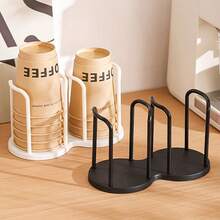 1 pieza Dispensador de vasos de plástico multicapa, organizador de almacenamiento de vasos de papel ligero con almacenamiento de llaves, estante portavasos para cocina del hogar, escritorio, oficina, cafetería, baño, spa - Multicolor - Ver 4