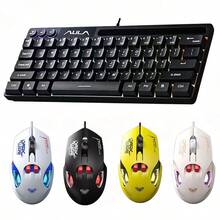 AULA 機械觸感有線鍵盤與滑鼠 RGB 背光 61 鍵迷你遊戲鍵盤,相容於桌上型電腦、筆記型電腦、Mac - 查看 2