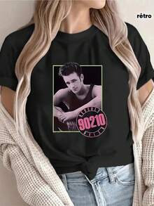 1 pieza Camiseta de Mujer Dylan McKegg Vintage Retro de los 90 - Manga Corta, Cuello Redondo, Estilo Casual con Estampado de Nombre, Corte Holgado - Top, Lavable a Máquina, Regalo para Fans - Negro - Ver 7