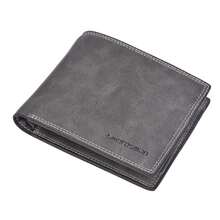 Men Horizontal Bi-Fold Wallet Smooth Faux Leather Printed Letter Multi Slot Driver License Compact Daily Office Travel Pocket Purse - Deep Coffee - View 5