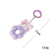 Acrylic Beaded Bow Car Keychain Pendant Candy Color Ring Pearl Accessory Bag Charm - Multicolor - View 3