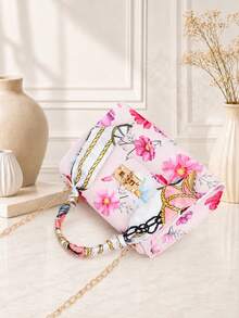 Silk Scarf Decorated Colorful Printed Tote Bag (random Scarf Pattern) - Multicolor - View 5