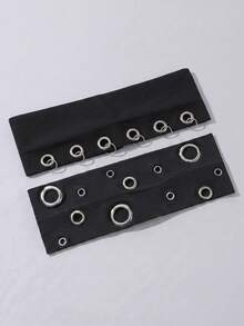 2pcs/Set Fashion Punk Gothic Style Hairband, Soft Non-Slip Elastic Eyelet Hollow Out Beach, Holiday Headband, Elastic Yoga Sports Hairband, Versatile For Daily Wear And Multiple Occasions - 黑色 - 查看 8