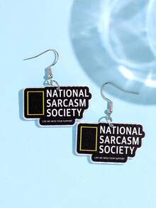 1對獨特趣味古怪精緻勵志優雅標語 NATIONAL SARCASM SOCIETY 壓克力耳環 女款日常穿戴飾品 - 彩色 - 查看 2