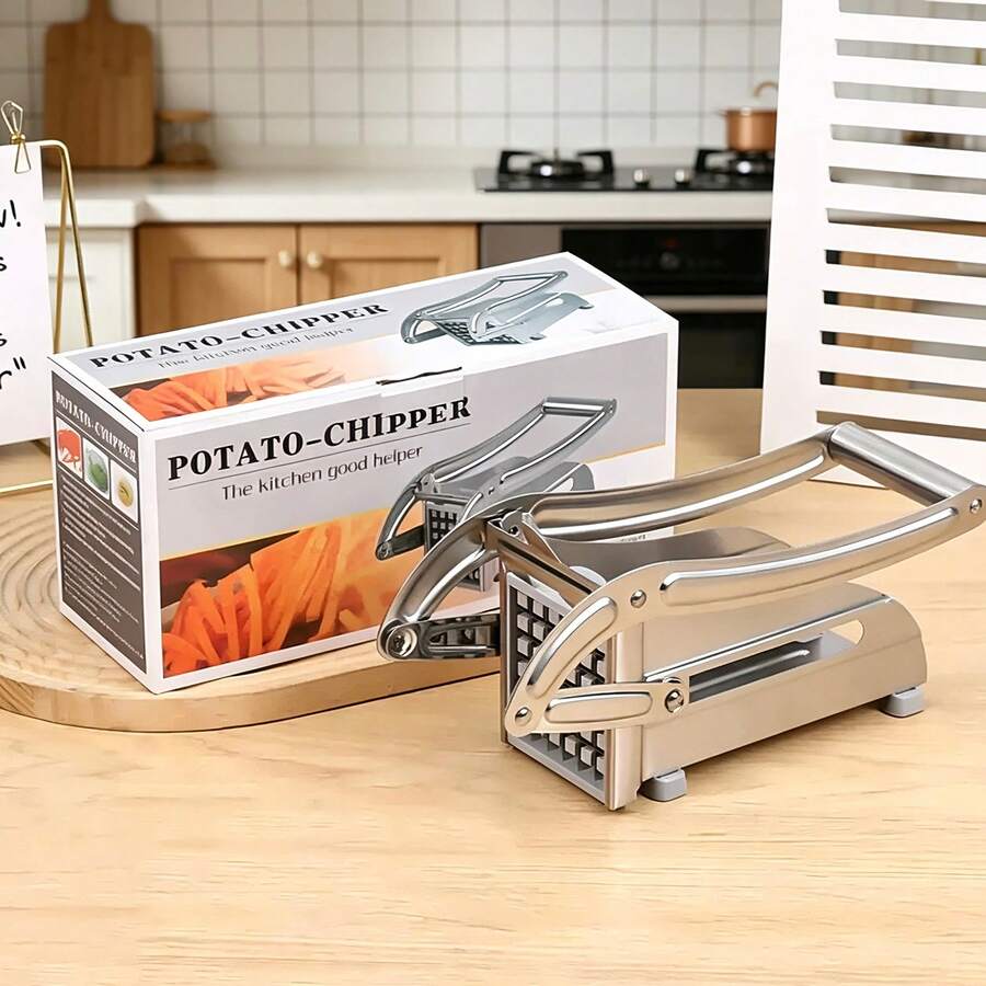 Stainless Steel French Fry Cutter, Manual Potato Dicer, Multi-Function Cucumber And Carrot Slicer And Dicer, Kitchen Gadget - Silver - View 1