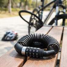 Portable Silver Waterproof Steel Cable Combination Lock, Anti-Theft For Bicycle, Motorcycle, Helmet - Multicolor - View 2