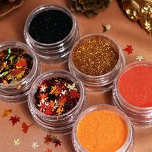 6 ô lá phong mùa thu kim tuyến móng tay sequin holographic màu vàng nâu mùa thu, vảy bóng trang trí nail art cho Lễ Tạ ơn, DIY làm móng - Nhiều màu - Xem 8