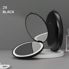 Compact 3.5 Inch (Approx. 8.9 Cm) Rechargeable Travel Makeup Mirror, 10X Magnification Double-Sided Round Folding Design LED Light Pocket Mirror, Portable Mirror, Ideal Gift For Women, Girls, Students (White) - Multicolor - View 14