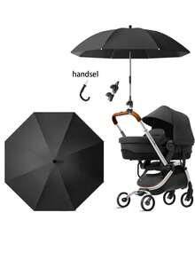 1pc 360° Rotating UPF50+ Sun Protection Umbrella, With Flexible Support Rod Baby Stroller Sunshade, Suitable For Universal Stroller/Tricycle, Includes Umbrella Handle, Clip, Sunshade Cover, Sun Protection Rainproof Sunshade - Multicolor - View 12