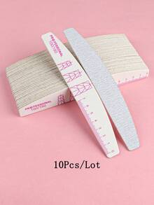 5/10pcs Thin Crescent-Shaped Wooden Nail Files, Double-Sided 100/180 Grit With Ruler And Nail Shape Guide, Professional Washable Nail Buffing Strips For Acrylic And Natural Nails - Light Grey - View 11