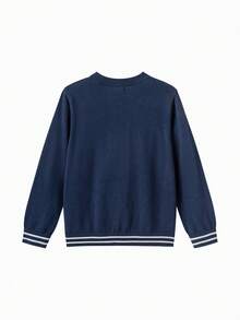 Balabala Kids Knit Sweater Soft Pullover Basic Top Comfortable Autumn Winter Layering Wear For Boys Girls - Black and White - View 5