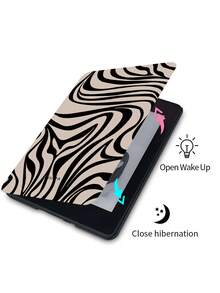 斑馬條紋保護殼 適用 7/6.8/6 吋 Kindle Paperwhite (第 12/11/10/7/6/5 代 - 2024) | Kindle Colorsoft Signature Edition 電子閱讀器配件，可愛極簡風保護殼附手提帶，適合送給同事與朋友的禮物 - 彩色 - 查看 4