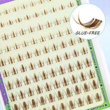 JIYOONJI 100 Peças Cachos de Cílios Marrons, Sem Cola, Extensão de Cílios com Efeito Molhado de Desenho Animado, Tira Autoadesiva, Estilo Anime, Cílios com Formato Espinhoso - CC - Visão 8