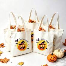 1/5/10pcs Cute Pumpkin Ghost Skeleton Bat Spider Black Cat Little Devil Lantern Pattern Halloween Theme Reusable Fabric Tote Shopping Bags Trick Or Treat Bags, Small Batch Multi-Piece Set Trick Or Treat Bags Storage Bags, Essential Halloween Shopping Gift Packaging Bags, Suitable For Christmas Decoration Indoor Outdoor Yard Garden Lawn Entrance Small Gifts, Essential Halloween Party Small Gift Storage Bags Gift Bags - Multicolor - View 40