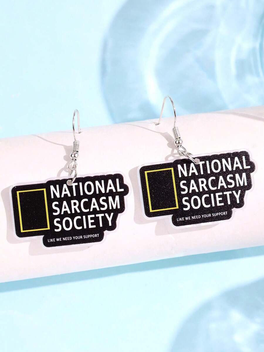 1對獨特趣味古怪精緻勵志優雅標語 NATIONAL SARCASM SOCIETY 壓克力耳環 女款日常穿戴飾品 - 彩色 - 查看 1