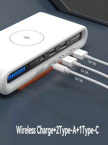 便攜式多功能 4 合 1 充電器，雙 USB、Type-C、15W 快速無線充電，相容智慧型手機、藍牙耳機、智慧手錶、平板電腦（非行動電源，非行動電源） - 白色 - 查看 5