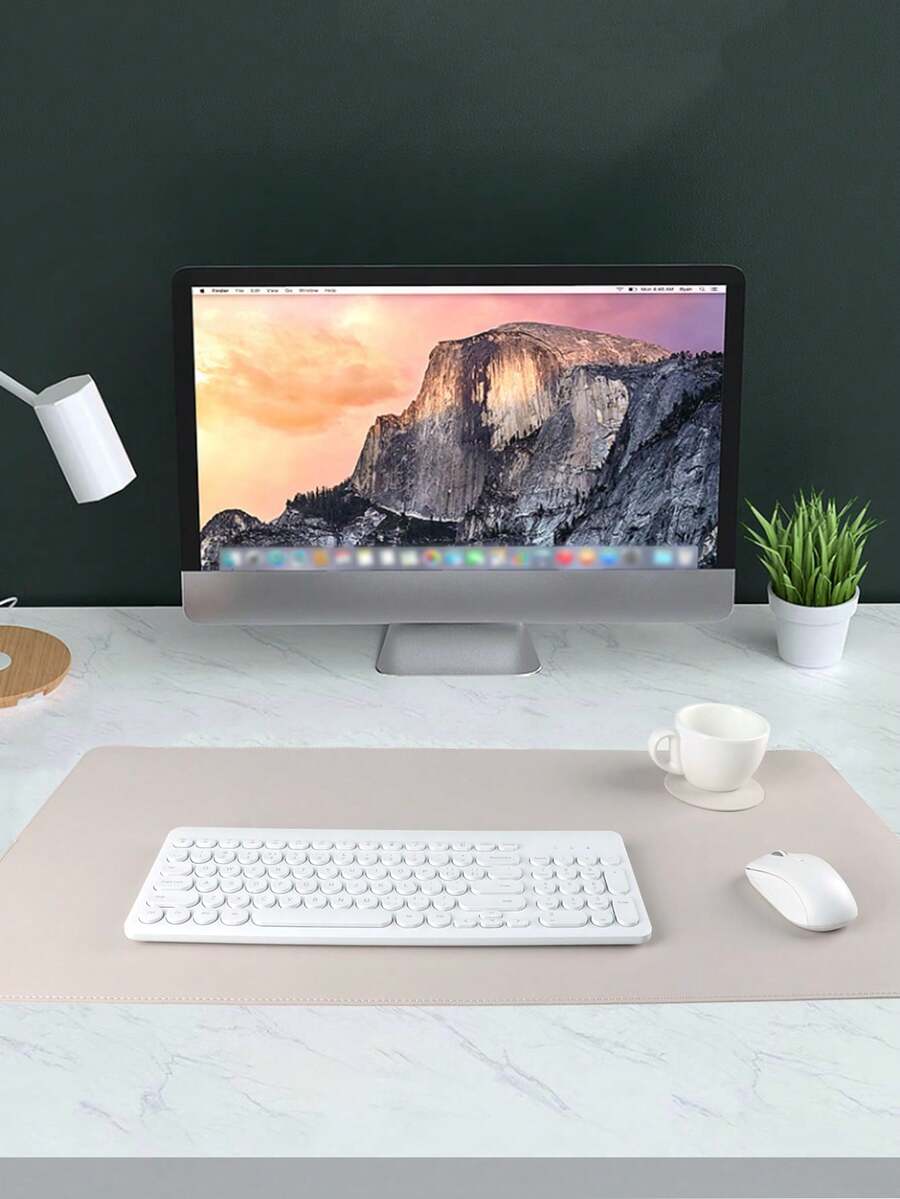 1pc Solid Color 80x40cm Office Desk Mat, Extra Large Leather Computer Mouse Pad, Keyboard Pad, Waterproof Student Desk Writing Pad, Soft Desk Mat And Solid Color Round Coaster/Nail Desk Mat, Non-Slip Keyboard Pad, Waterproof PU Desk Mat, Suitable For Office, Home, Dorm, Travel - View 1