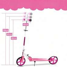 Foldable Outdoor Small Scooter, Adjustable Handlebars & Mudguards, 80kg Max Load, Smooth Ride For Daily Outdoor Activities, Great Gift For Outdoor Enthusiasts & Casual Riders - Pink - View 4