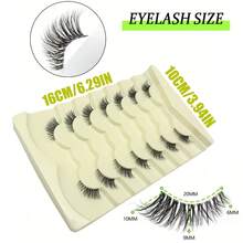 7 pares de pestañas postizas de lujo a medias - reutilizables, estilo natural largo, efecto cruzado esponjoso 3D de visón sintético, diseño de esquina exterior extendida, banda transparente fácil de aplicar y quitar - Multicolor - Ver 7