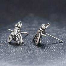 Halloween Realistic Fly Stud Earrings For Women, Insect Vintage-Style Jewelry With 3D Texture - E4963 Antique Silver - View 11