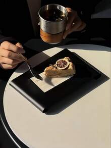 1pc Ins Style Stainless Steel Plate, Premium Cafe Bread Plate, Exquisite Afternoon Tea Dessert Plate, Afternoon Tea Platter - Multicolor - View 6