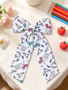 1pc Back To School Supplies White Minimalist Large Bow Hair Clips, Bow Barrettes, School Stuff, Pretty Sweet Hair Accessories Gift For Kids Teen Daily Wear - Multicolor - View 4