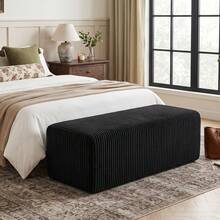 ATOMHOME Only Ottoman! Sofa Ottoman, Upholstered Corduroy Cloud Ottoman For Sofa Couches, Modern Boneless Ottoman Bench End Of Bed Bench, Oversized Sectional Sofa Footrest, Minimalist Rectangle Coffee Table For Living Room Bedroom Entryway, Room Deocr, Black - Black - View 4